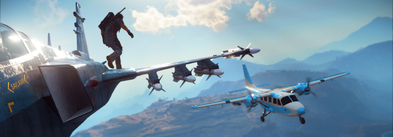 Illustration for article titled In Just Cause 3, bringing a jet to a gunfight isn’t cheating—it’s expected